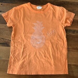 Mini Boden Pineapple Aloha Superstitch Orange Shirt size 7-8Y